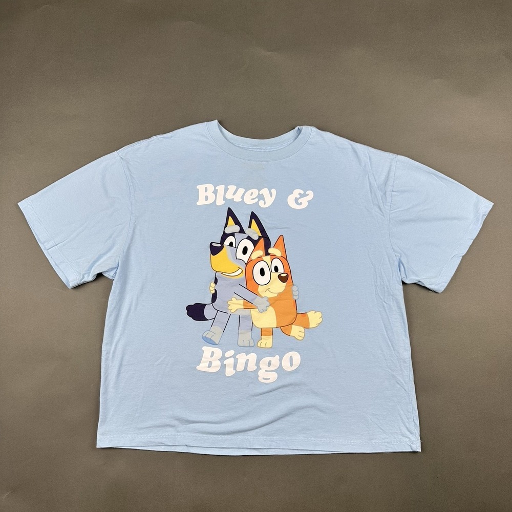 Bluey & Bingo Classic Hugging Light Blue Women's L/G T-Shirt 100% Cotton